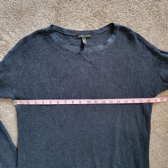 Eileen Fisher Wool Alpaca Blend Hi Low Knit Sweater Slate Blue Luxurious Size XS - Picture 8 of 9